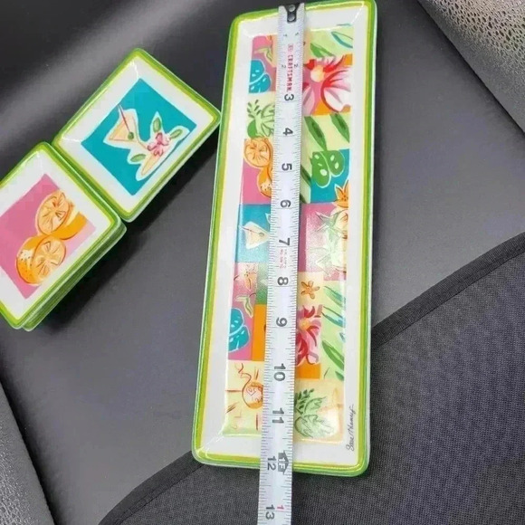 COPY - Sara Henry 4 Pieces Porcelain Rectangular Tray & 3 Coasters Spring Multi… - Picture 5 of 13
